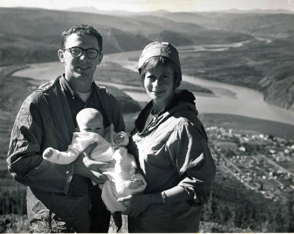 Charles and Tone Deehr are photographed with their daughter, Tina, near Dawson City, Yukon in 1961. Photo courtesy Charles Deehr