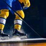 A University of Alaska Fairbanks skater takes the ice against Long Island University in February 2024. Photo courtesy Leif Van Cise