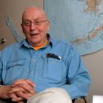 Carl Benson relaxes at the Geophysical Institute in Fairbanks in 2014. Photo by Ned Rozell