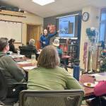 Mark Stigar with the MAT+SAR Search and Rescue group provides instruction to the initial training cohort of the Kachemak Bay Search and Group group on Jan. 30, 2026, at the Kachemak Emergency Services station in Homer, Alaska. Photo courtesy Kasey Aderhold