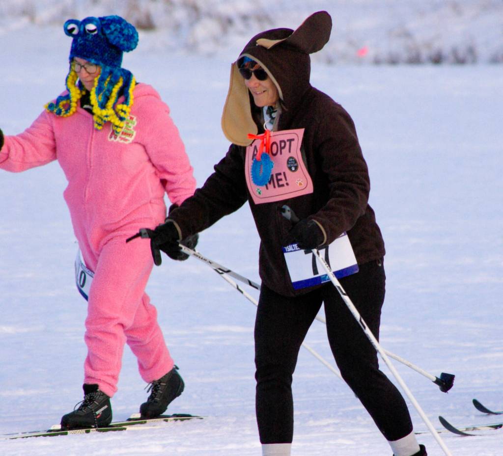 Costumed skiers participate in the 20th annual Ski for Women on Sunday<ins>, Feb. 8, 2026,</ins> at Tsalteshi Trails in Soldotna<ins>, Alaska</ins>.