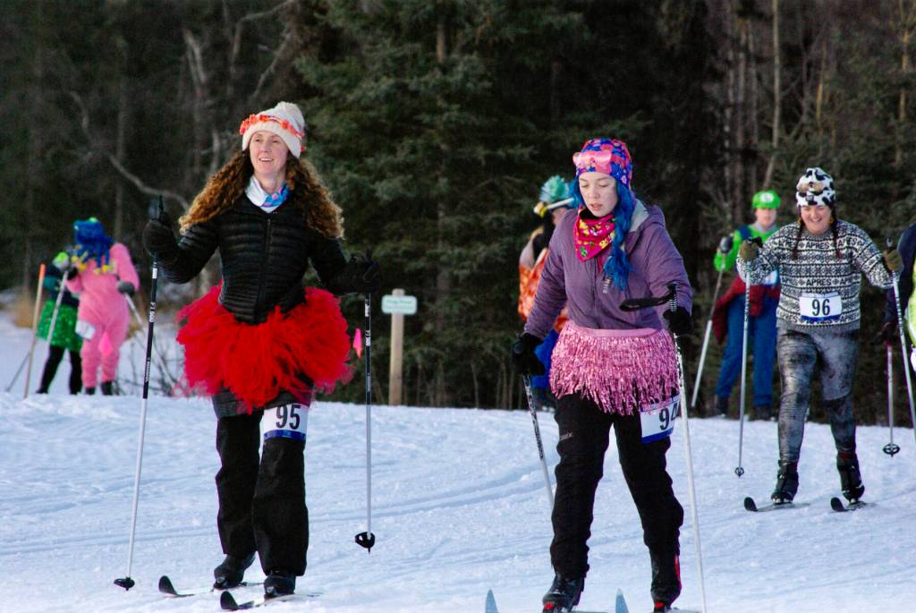 Costumed skiers participate in the 20th annual Ski for Women on Sunday<ins>, Feb. 8, 2026</ins>, at Tsalteshi Trails<ins> in Soldotna, Alaska</ins>. Photo courtesy Erin Thompson