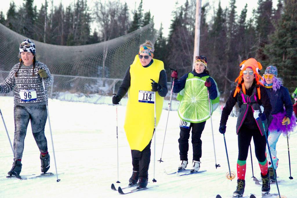 Photos courtesy Erin Thompson
Costumed skiers participate in the 20th annual Ski for Women on Sunday in Soldotna.