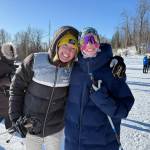 Homer High School head coach Jessie Goodrich and freshman Freya Bartlett pose for a photo during the ASAA Nordic Ski State Championships held Feb. 19-21<ins>, 2026,</ins> in Wasilla<ins>, Alaska</ins>. Photo provided by Jessie Goodrich