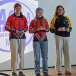 Kenai Centrals Isla Crouse and Ruby Davis and Sewards Indigo Leslie hold up their awards during the ASAA Nordic Ski State Championships held Feb. 19-21<ins>, 2026,</ins> in Wasilla<ins>, Alaska</ins>. Photo provided by Chantel Taylor