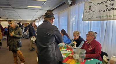 Delcenia Cosman/Homer News
Community members and agriculturists browse tables at the first annual Growers Conference at the Soldotna Regional Sports Complex on March 21.<ins>, 2026, in Soldotna, Alaska</ins>