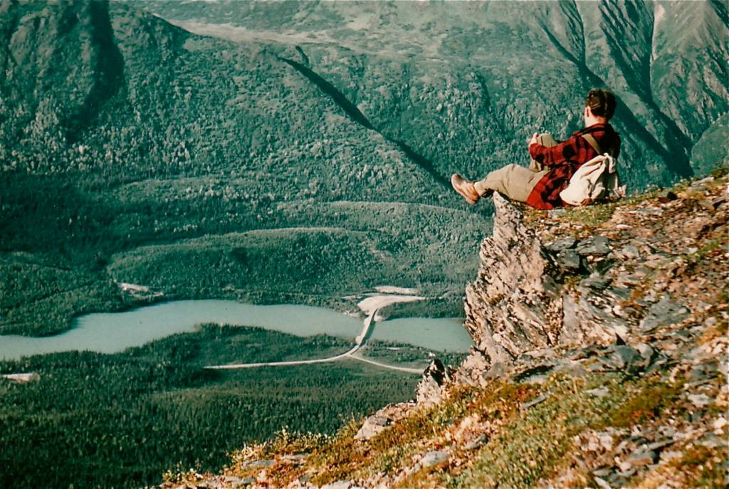 Photo courtesy of the Mona Painter Collection
Helen Rhode peers out over Cooper Landing from her perch on what is known today as Cecil Rhode Mountain, named for her husband.