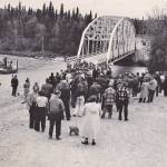 Photo courtesy of Hardscratch Press)
During a ceremony in 1950, near the Kenai River bridge in Soldotna, the Sterling Highway was dedicated and named in honor of Hawley Winchell Sterling, who had died a year and a half earlier.