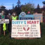 Duffys mother Sara Berg and stepfather Ed Berg at WKFL Park in 2022. (Photo courtesy of Bring Duffy Home Facebook page)