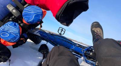 Photo by Ned Rozell 
Science writer Ned Rozell took this photo while stuck in deep snow after falling off his bike on the Iditarod Trail between the villages of Galena and Koyukuk.