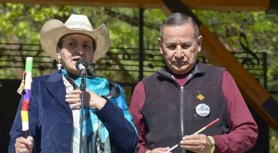 BC NDP MLA Joan Phillip stands with her husband, Stewart, the Grand Chief of the Union of B.C. Indian Chiefs. The Syilx Okanagan Chiefs Executive Council said they stand with MLA Phillip against the provincial government suspending or amending DRIPA. (Emelie Peacock/Hope Standard)
