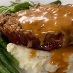Tressa Dale/Peninsula Clarion Add some beef base, cornstarch, and cream for a delicious brown gravy for this meatloaf.