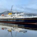 Alaska Department of Transportation and Public Facilities photo
The Matanuska state ferry, seen here docked when it was scheduled to begin its annual winter overhaul in October of 2022, has been out of service ever since.