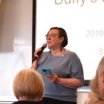 Pastor Lisa Talbott gives an introduction at the beginning of the "Duffys Journey to Justice" community conversation on Saturday, May 2, 2026, at Kachemak Bay Campus in Homer, Alaska. (Delcenia Cosman/Homer News)