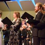 (from left to right) Soloists Katelyn Hawkins-Wythe, soprano; SunRose Winslow, alto; August Kilcher, tenor; and Kyle Schneider, bass, perform the Mozart "Requiem" on Friday, May 1, 2026, on the Homer High School Mariner Theatre stage in Homer, Alaska. (Delcenia Cosman/Homer News)