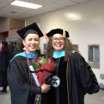 University of Alaska Fairbanks Master of Education candidate Miriam Olivio (left) poses for a photo with Kenai Peninsula College Associate Professor of Early Childhood Education Katie Archer Olson during the Kenai Peninsula College commencement ceremony held Thursday, May 7<ins>, 2026,</ins> at Kenai Central High School<ins> in Kenai, Alaska</ins>. Photo courtesy Summer Lazenby/Kenai Peninsula College