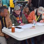 (from left to right) Shorebird Festival keynote speaker Alvaro Jaramillo, Seldovia Nature Tours operator Cindy Mom and festival presenter Buzz Scher judge the ninth annual bird calling contest held Saturday<ins>, May 9, 2026,</ins> at the Homer Brewing Company<ins> in Homer, Alaska</ins>. (Delcenia Cosman/Homer News)