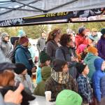 Birders and community members gather under canopies at the Homer Brewing Company for the annual Shorebird Festival bird calling contest on Saturday, May 9<ins>, 2026, in Homer, Alaska</ins>. (Delcenia Cosman/Homer News)