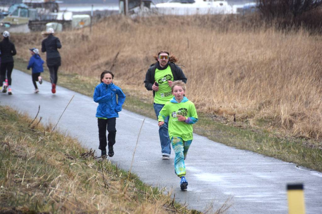 Youth participants and mentors in Homers Let Me Run and Girls on the Run programs race in a celebratory 5K on Sunday, May 10<ins>, 2026,</ins> on the Homer Spit Trail<ins> in Homer, Alaska</ins>. (Delcenia Cosman/Homer News)