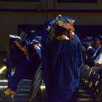 Members of the Homer High School graduating class line up to proceed to the stage and receive their diplomas during a commencement ceremony on Monday, May 18<ins>, 2026,</ins> in the Homer High School Alice Witte Gymnasium<ins> in Homer, Alaska</ins>. (Delcenia Cosman/Homer News)
