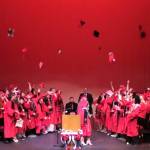 The Kenai Central High School graduating class of 2026 toss their caps into the air at the close of their commencement ceremony on Wednesday, May 20<ins>, 2026, in Kenai, Alaska</ins>. Screenshot.