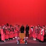Seniors graduating from Kenai Central High School line up on the stage in the auditorim on Wednesday, May 20<ins>, 2026, in Kenai, Alaska</ins>. Screenshot.