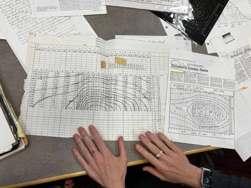 This hand-drawn table helped the columns authors create a probability map, which was included in the original publication in 1976. (Photo by Alanna Greenwell)
