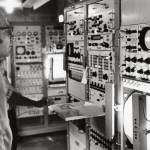Photo courtesy of the Geophysical Institute
Column author T. Neil Davis, former deputy director of the Geophysical Institute, observes data acquisition in the Poker Flat Research Range blockhouse during a rocket flight in the early 1970s.