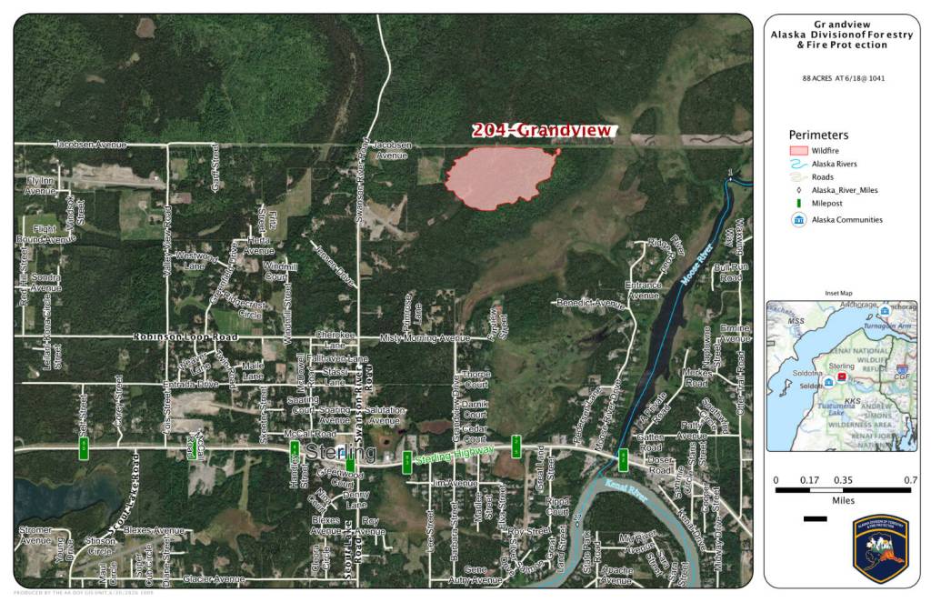 This map shows the location of the Grandview Fire. (Courtesy of DFFP)