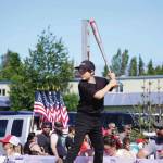 A float representing Kenai Little League participates in the 2025 Fourth of July parade on South Willow Street in Kenai. (Photo courtesy Sarah Every)