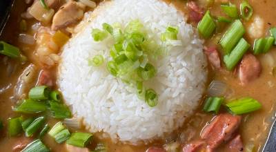 This classic gumbo relies on a traditional oil and flour roux, cooked low and slow to develop flavor and a rich color. (Photo by Tressa Dale)
