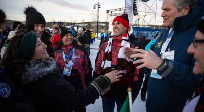 Office of the Governor
Yukon Premier Currie Dixon stands next to Alaska Gov. Mike Dunleavy at an Arctic Winter Games ceremony in March.
