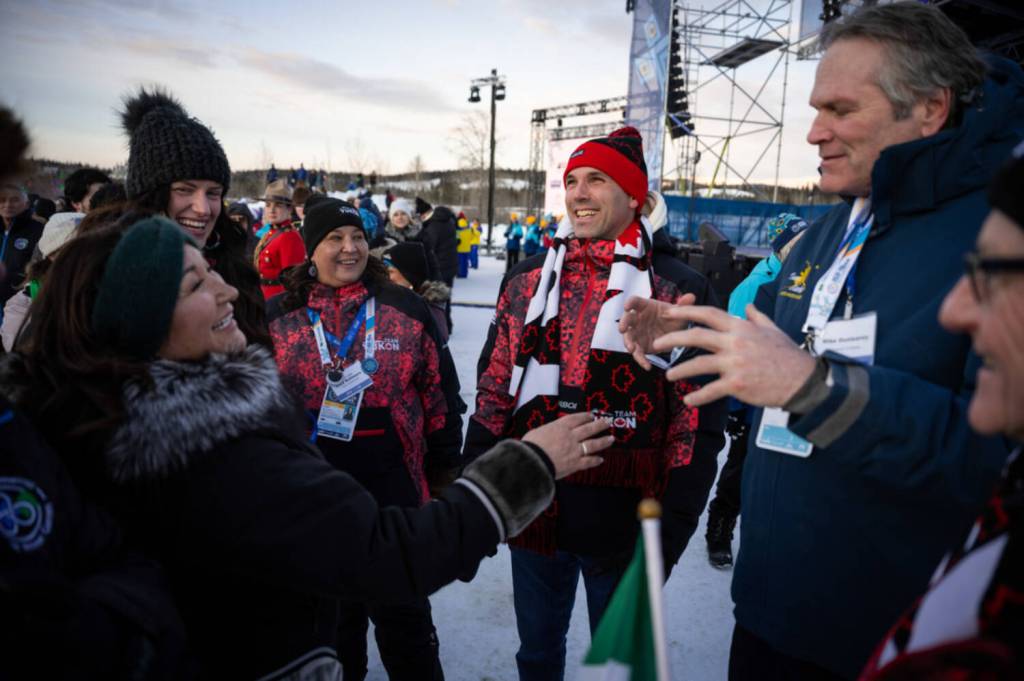 Office of the Governor
Yukon Premier Currie Dixon stands next to Alaska Gov. Mike Dunleavy at an Arctic Winter Games ceremony in March.