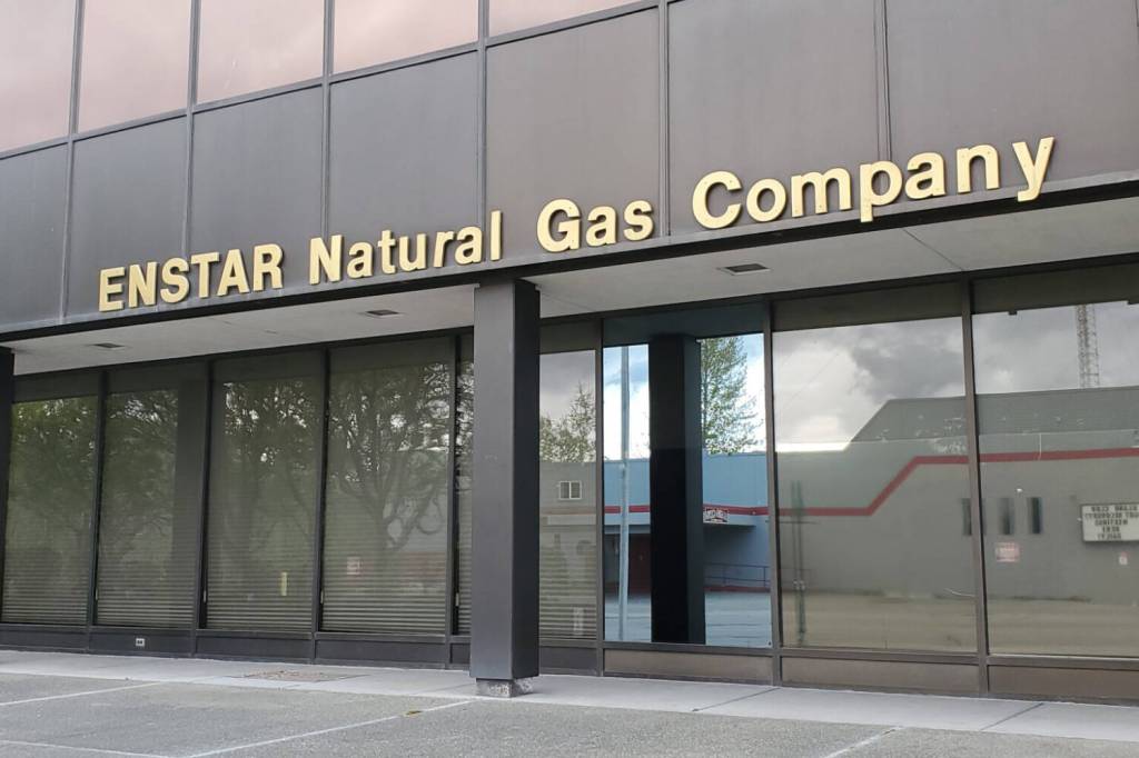 Enstar Natural Gas Co.s office in Anchorage is seen on May 22, 2024. (Photo by Yereth Rosen/Alaska Beacon)